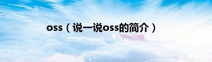 oss（说一说oss的简介）