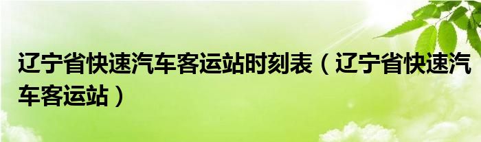 辽宁省快速汽车客运站时刻表（辽宁省快速汽车客运站）