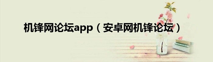 机锋网论坛app（安卓网机锋论坛）