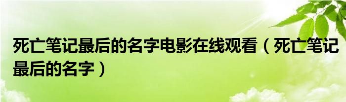 死亡笔记最后的名字电影在线观看（死亡笔记最后的名字）