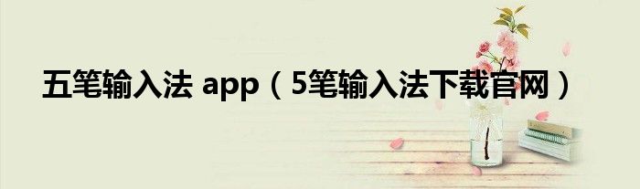 五笔输入法 app（5笔输入法下载官网）