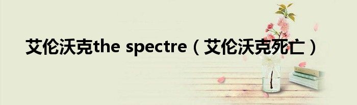 艾伦沃克the spectre（艾伦沃克死亡）