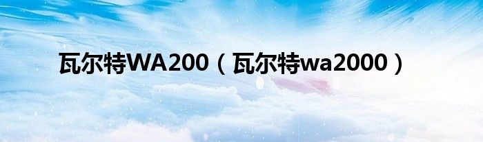 瓦尔特WA200（瓦尔特wa2000）