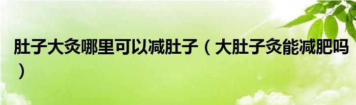 肚子大灸哪里可以减肚子（大肚子灸能减肥吗）