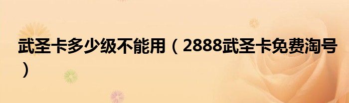 武圣卡多少级不能用（2888武圣卡免费淘号）