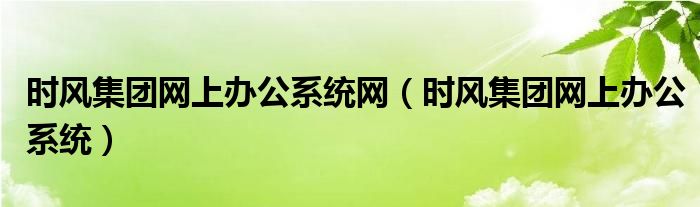 时风集团网上办公系统网（时风集团网上办公系统）