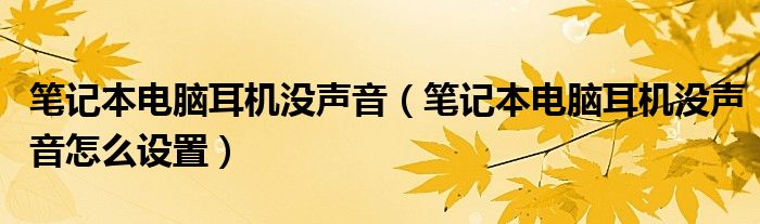 笔记本电脑耳机没声音（笔记本电脑耳机没声音怎么设置）