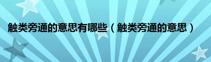 触类旁通的意思有哪些（触类旁通的意思）