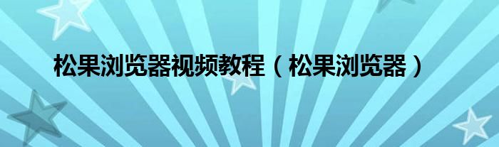 松果浏览器视频教程（松果浏览器）