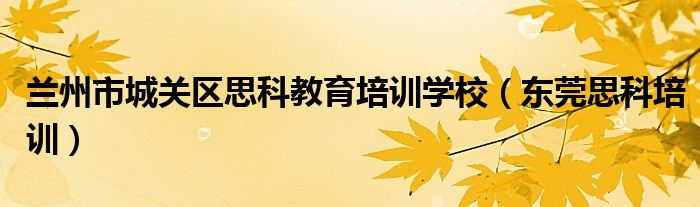 兰州市城关区思科教育培训学校（东莞思科培训）