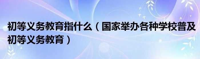 初等义务教育指什么（国家举办各种学校普及初等义务教育）