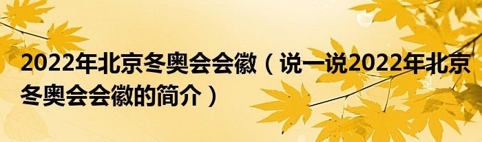 2022年北京冬奥会会徽（说一说2022年北京冬奥会会徽的简介）