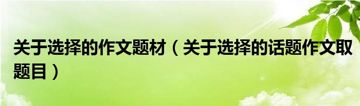 关于选择的作文题材（关于选择的话题作文取题目）