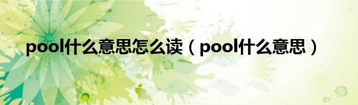 pool什么意思怎么读（pool什么意思）