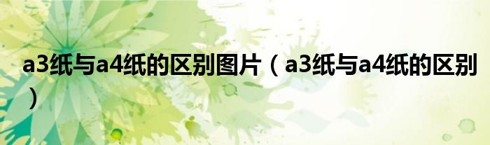 a3纸与a4纸的区别图片（a3纸与a4纸的区别）