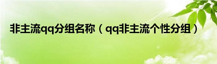 非主流qq分组名称（qq非主流个性分组）