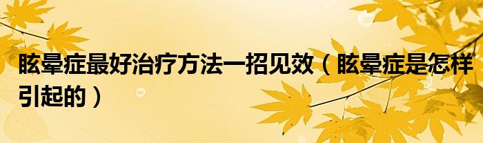 眩晕症最好治疗方法一招见效（眩晕症是怎样引起的）