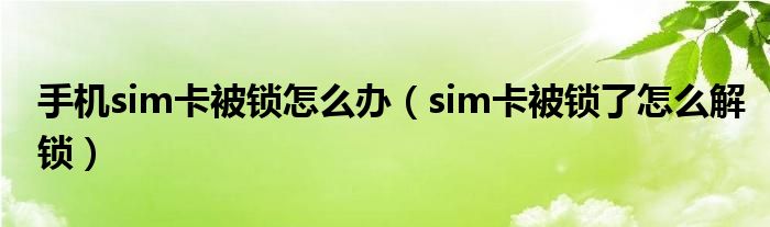 手机sim卡被锁怎么办（sim卡被锁了怎么解锁）