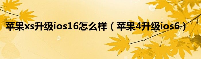 苹果xs升级ios16怎么样（苹果4升级ios6）