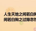 人生天地之间若白驹之过隙忽然而已是谁说的（人生天地之间若白驹之过隙忽然而已）