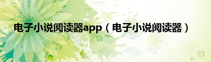 电子小说阅读器app（电子小说阅读器）