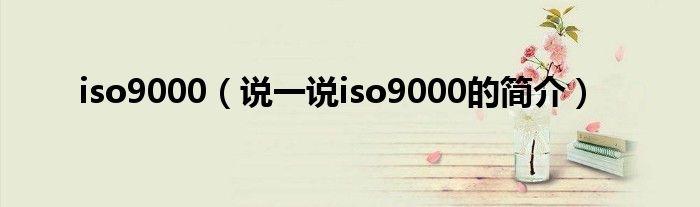 iso9000（说一说iso9000的简介）