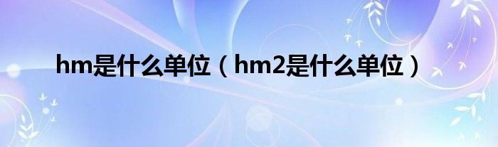 hm是什么单位（hm2是什么单位）