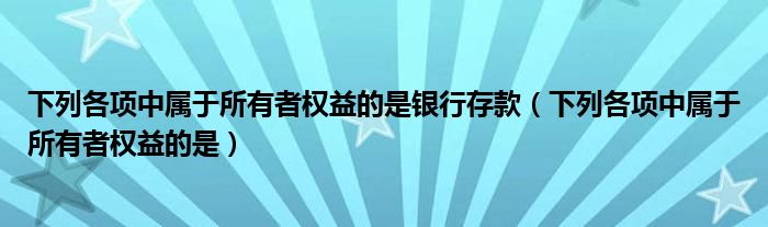 下列各项中属于所有者权益的是银行存款（下列各项中属于所有者权益的是）