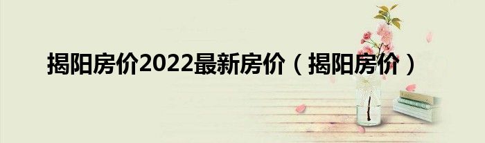 揭阳房价2022最新房价（揭阳房价）