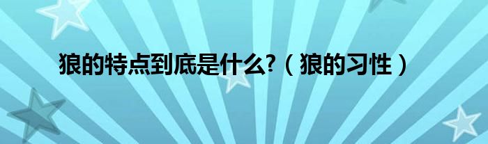 狼的特点到底是什么?（狼的习性）