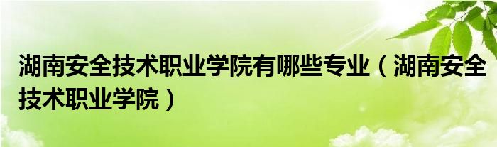 湖南安全技术职业学院有哪些专业（湖南安全技术职业学院）