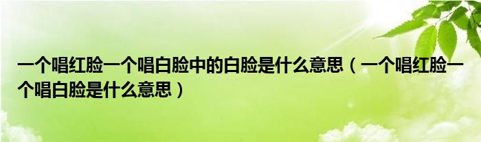 一个唱红脸一个唱白脸中的白脸是什么意思（一个唱红脸一个唱白脸是什么意思）