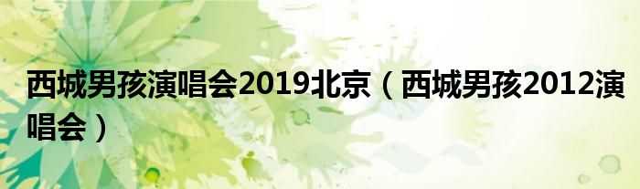 西城男孩演唱会2019北京（西城男孩2012演唱会）