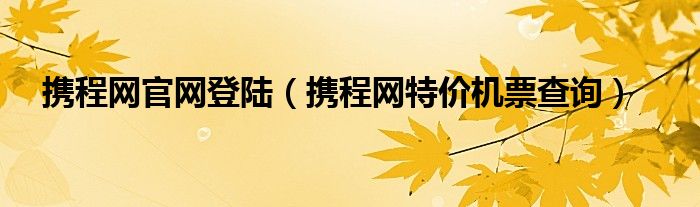 携程网官网登陆（携程网特价机票查询）