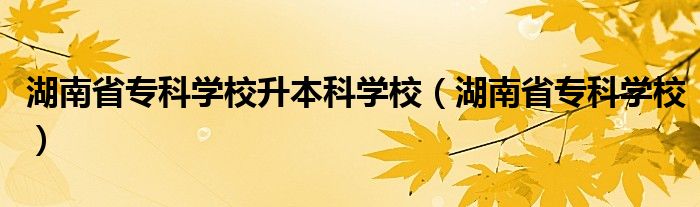 湖南省专科学校升本科学校（湖南省专科学校）