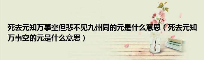 死去元知万事空但悲不见九州同的元是什么意思（死去元知万事空的元是什么意思）