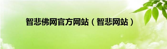 智悲佛网官方网站（智悲网站）