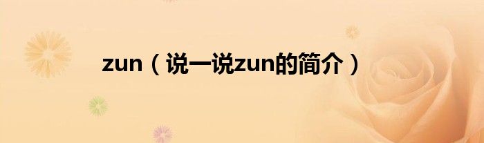 zun（说一说zun的简介）