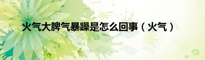 火气大脾气暴躁是怎么回事（火气）