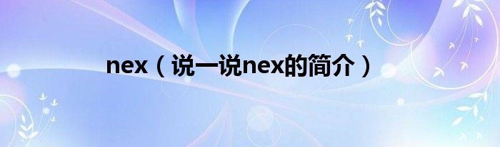 nex（说一说nex的简介）