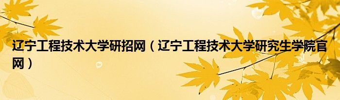 辽宁工程技术大学研招网（辽宁工程技术大学研究生学院官网）