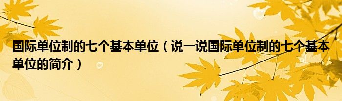 国际单位制的七个基本单位（说一说国际单位制的七个基本单位的简介）