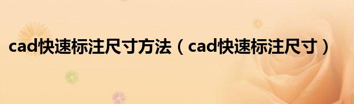 cad快速标注尺寸方法（cad快速标注尺寸）