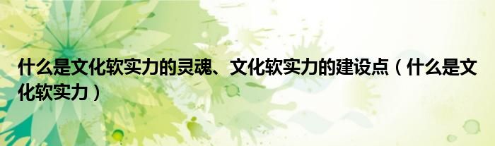 什么是文化软实力的灵魂、文化软实力的建设点（什么是文化软实力）