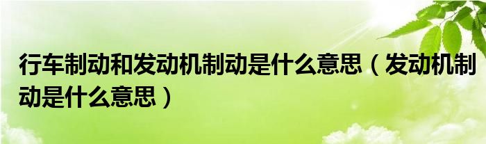 行车制动和发动机制动是什么意思（发动机制动是什么意思）