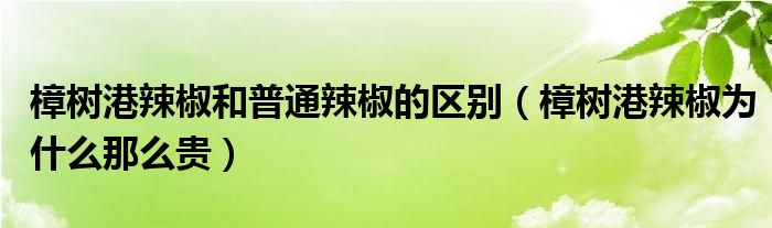 樟树港辣椒和普通辣椒的区别（樟树港辣椒为什么那么贵）