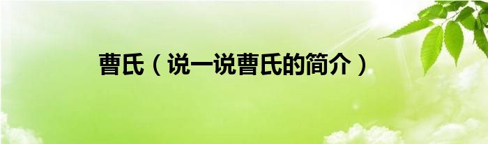 曹氏（说一说曹氏的简介）