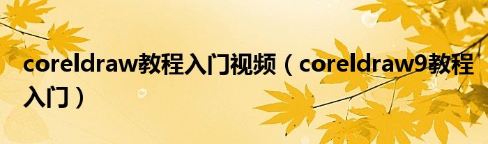 coreldraw教程入门视频（coreldraw9教程入门）