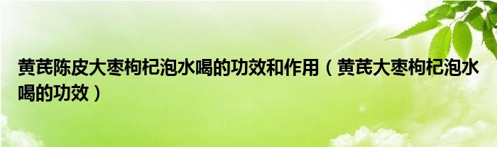 黄芪陈皮大枣枸杞泡水喝的功效和作用（黄芪大枣枸杞泡水喝的功效）