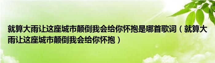 就算大雨让这座城市颠倒我会给你怀抱是哪首歌词（就算大雨让这座城市颠倒我会给你怀抱）